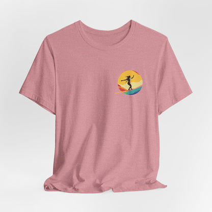 Slackline Shirt with Colorful Rainbow Moon Design Silhouette - Slackline/Highline Chest Icon Shirt