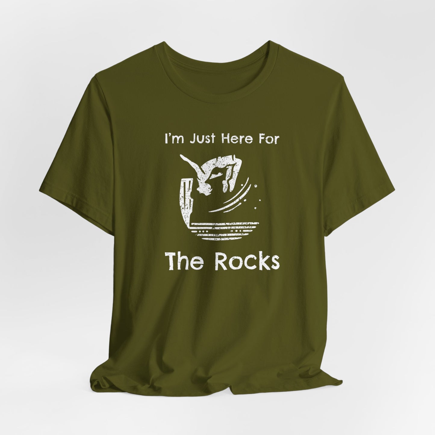 "I'm Just here for the Rocks" Cliff Jumping T-Shirt | Funny Gift Shirt for Adventure Seekers and Outdoor Enthusiasts