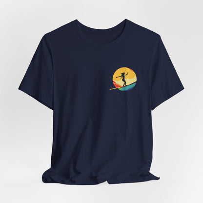 Slackline Shirt with Colorful Rainbow Moon Design Silhouette - Slackline/Highline Chest Icon Shirt