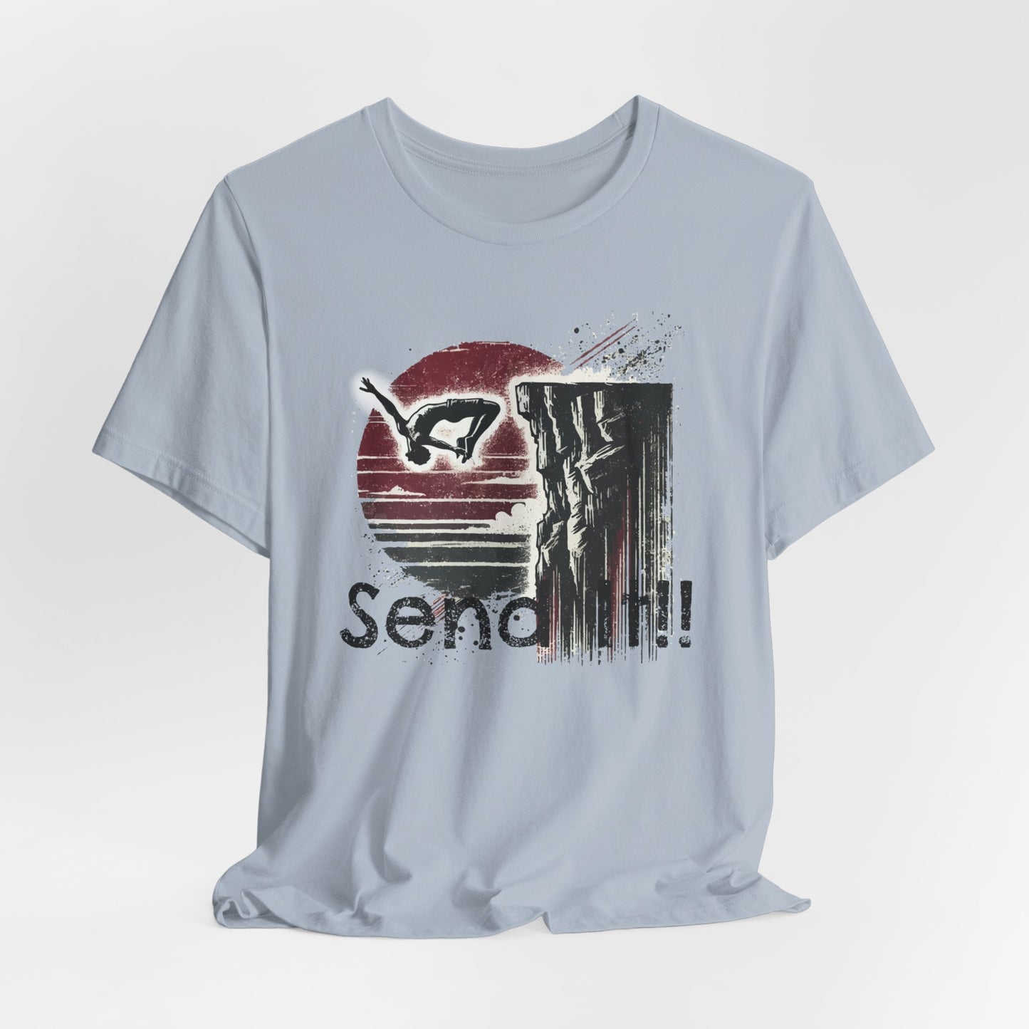 Grunge Distressed "Send It" Cliff Jumping Shirt - Graphic Tee for Thrill Seeker and Adventure Lovers