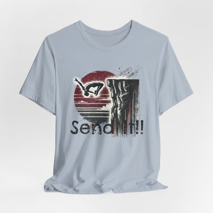 Grunge Distressed "Send It" Cliff Jumping Shirt - Graphic Tee for Thrill Seeker and Adventure Lovers