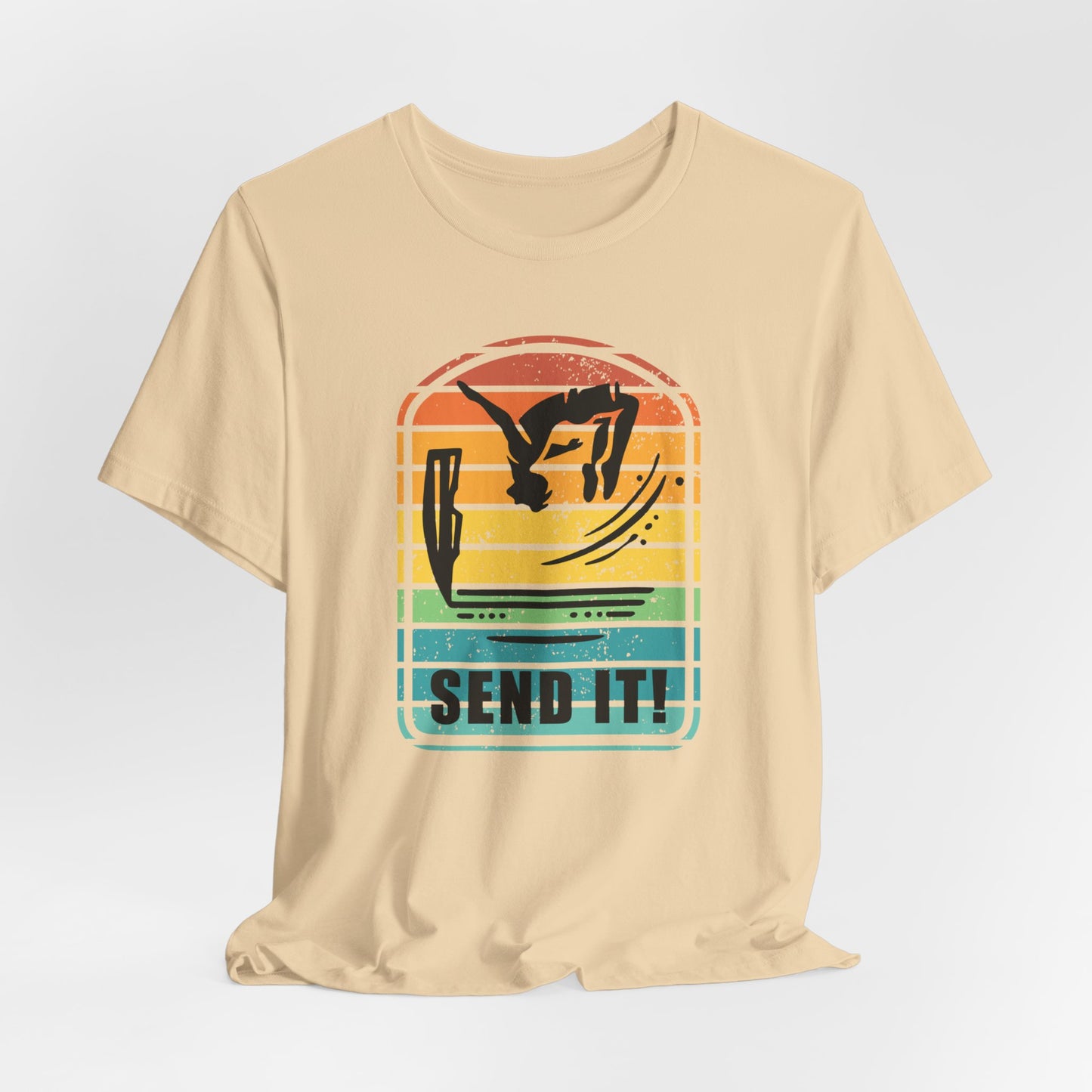 Retro "Send It" T-Shirt for Adrenaline Junkie | Cliff Jumping, Tricker, Parkour Athletes, Thrill Seeker Shirt