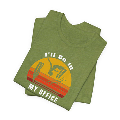 Vintage Retro Sunset Cliff Jumping T-Shirt "Ill Be In My Office" Funny Shirt for Outdoor Enthusiast