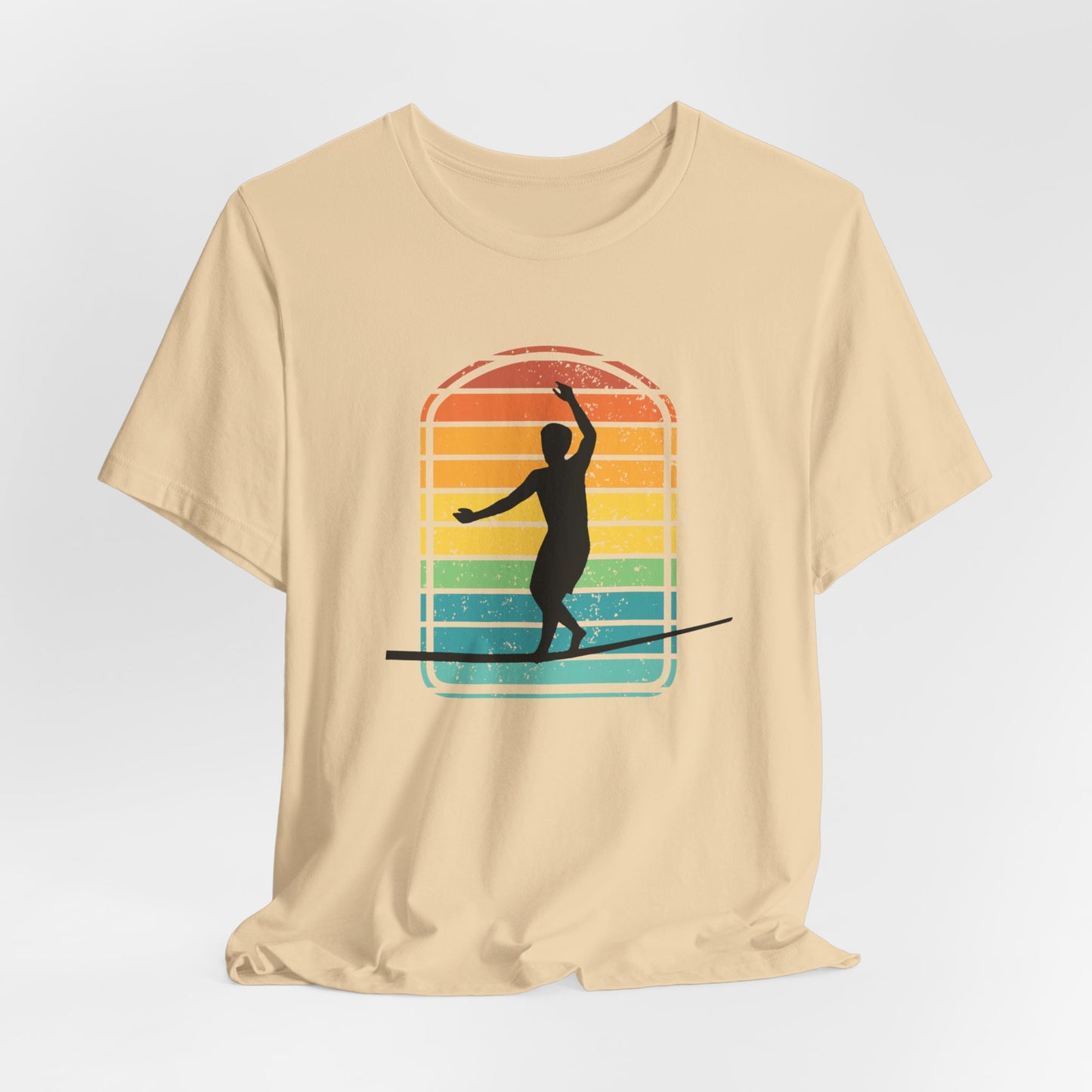 Retro Rainbow Slackline T-Shirt | Vintage Inspired Slackline/Highline Shirt