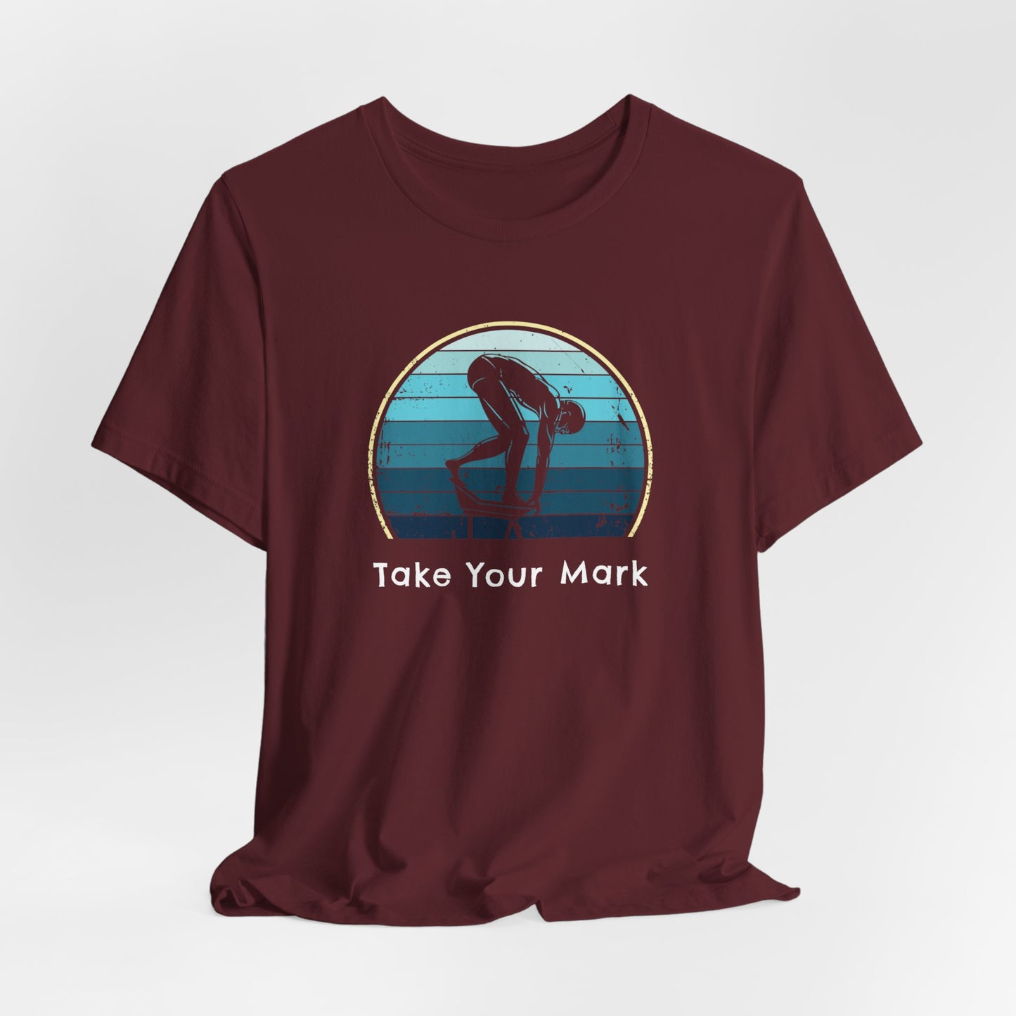 "Take Your Mark" - Swim Shirt | Retro Vintage Style Swimming T-Shirt