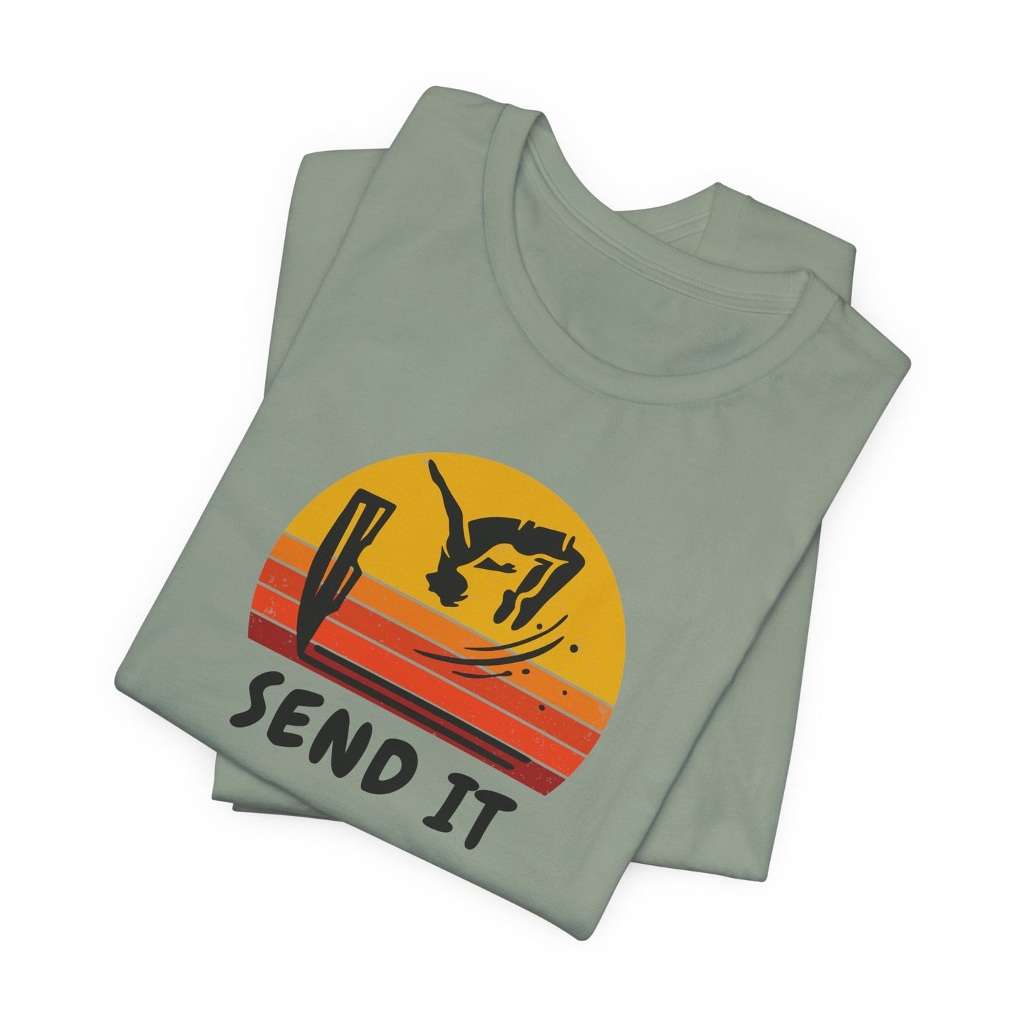 Retro "Send It" T-Shirt for Adrenaline Junkie | Cliff Jumping, Tricker, Parkour Athletes, Thrill Seeker Shirt