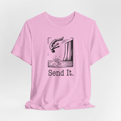 "Send It" Cliff Jumping T-shirt for Cliff Jumper | Adventure Lover Shirt for Outdoor Enthusiast