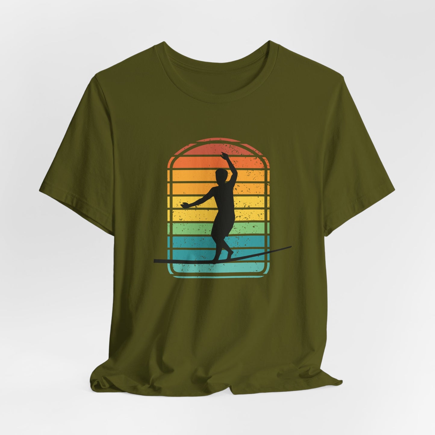 Retro Rainbow Slackline T-Shirt | Vintage Inspired Slackline/Highline Shirt