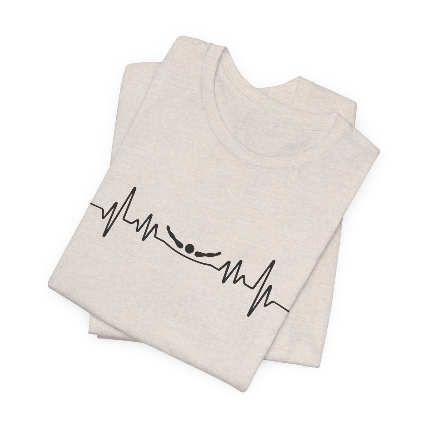 Swimming Butterfly EKG Heartbeat Pulse Line Design | Butterfly Stroke Shirt for Swimmers | Heartbeat Pulse Line T-Shirt