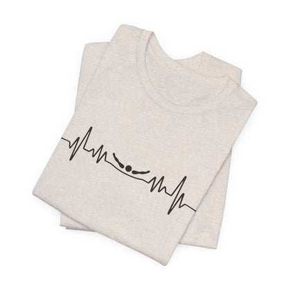 Swimming Butterfly EKG Heartbeat Pulse Line Design | Butterfly Stroke Shirt for Swimmers | Heartbeat Pulse Line T-Shirt