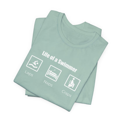 "Naps. Laps. Craps" Funny Swim Shirt | Swim Life Swimmer T-Shirt | Minimalist Icon Design, HILARIOUS!