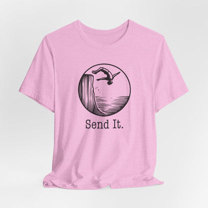 "Send It" Cliff Jumping T-shirt for Cliff Jumpers | Outdoorsy Adventure Lover Shirt