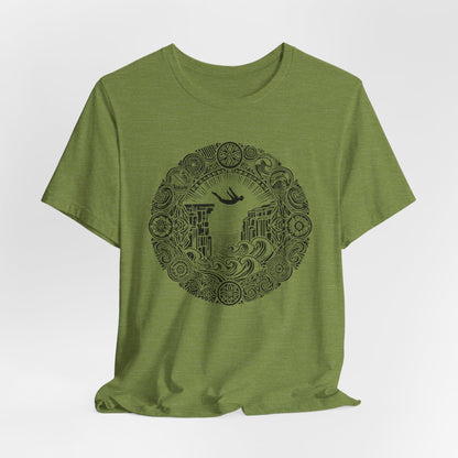 Mandala Style Cliff Jumping T-shirt for Outdoor Enthusiast and Adventure Lovers