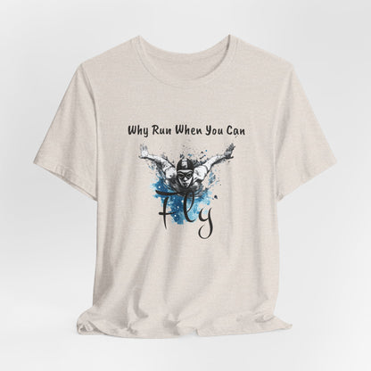 "Why Run When You Can Fly" Butterfly Swim Shirt for Swimmers | Butterfly Stroke T-Shirt Grunge Distressed Swim Tee