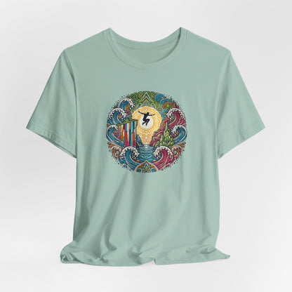 Mandala Style Cliff Jumping T-shirt for Outdoor Enthusiast - Colorful Mandala Art Design