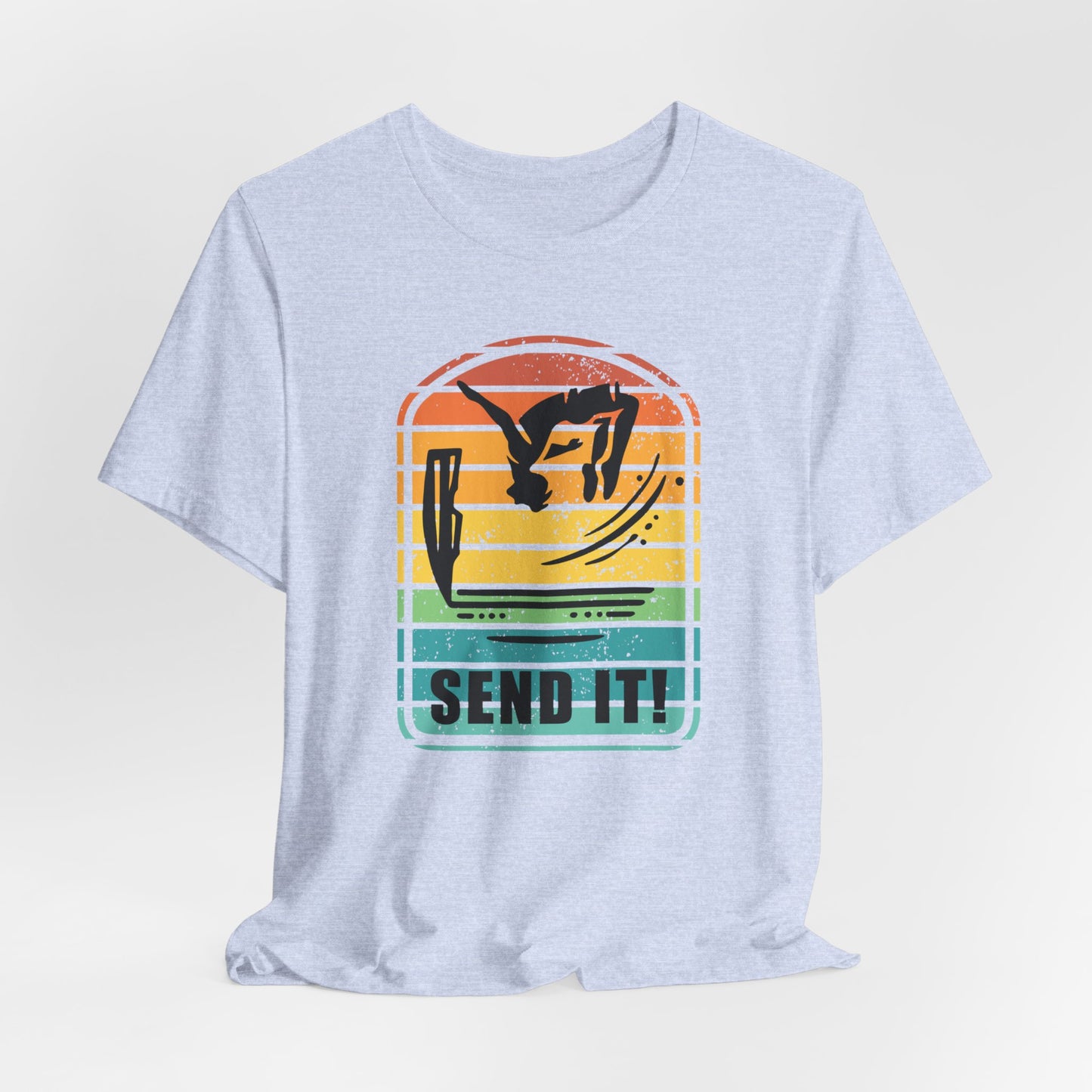 Retro "Send It" T-Shirt for Adrenaline Junkie | Cliff Jumping, Tricker, Parkour Athletes, Thrill Seeker Shirt