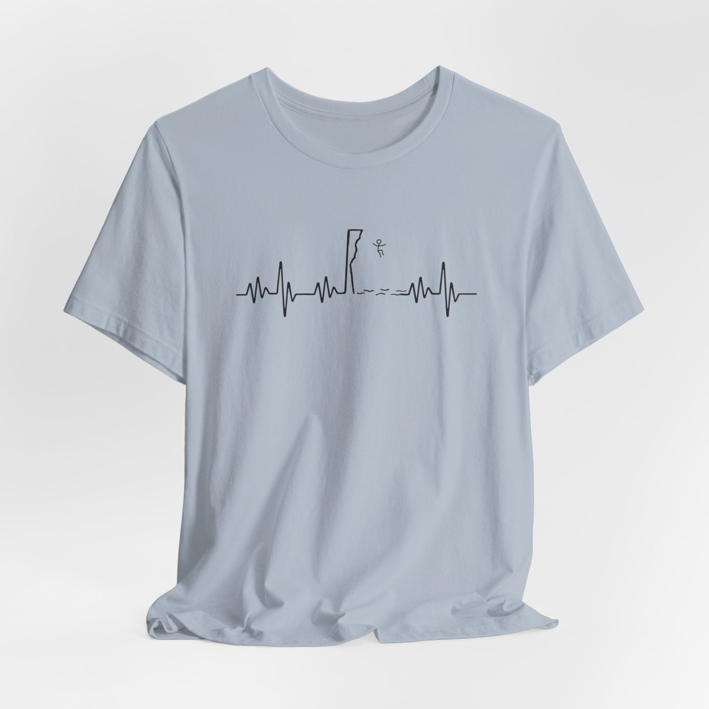 EKG Heartbeat Pulse Line Design - Cliff Jumping | Cliff Jumper Shirt for Adventurous Thrill Seekers | Heartbeat Pulse Line T-Shirt