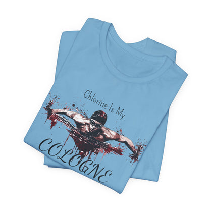 "Chlorine Is My Cologne" - Swim Shirt | Funny Male Swimming T-Shirt for Boys