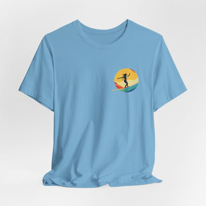 Slackline Shirt with Colorful Rainbow Moon Design Silhouette - Slackline/Highline Chest Icon Shirt