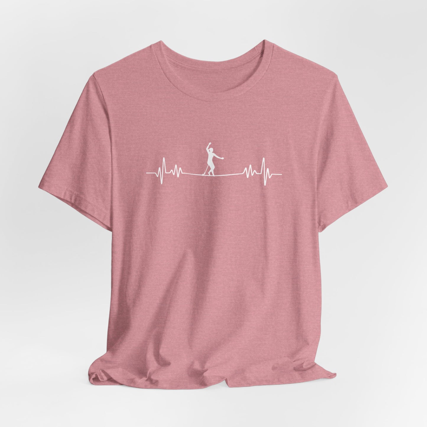 Female Highline EKG Heartbeat Pulse Line Design | Highline Shirt for Adventurous Thrill Seekers | Heartbeat Pulse Line T-Shirt