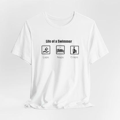 "Naps. Laps. Craps" Funny Swim Shirt | Swim Life Swimmer T-Shirt | Minimalist Icon Design, HILARIOUS!