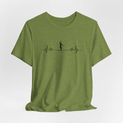 Female Highline EKG Heartbeat Pulse Line Design | Highline Shirt for Adventurous Thrill Seekers | Heartbeat Pulse Line T-Shirt