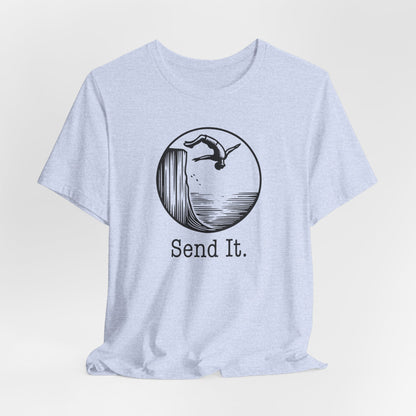 "Send It" Cliff Jumping T-shirt for Cliff Jumpers | Outdoorsy Adventure Lover Shirt