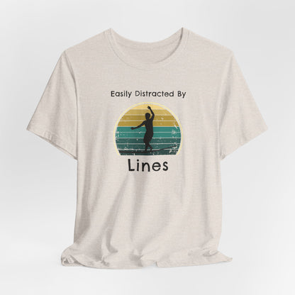 "Easily Distracted By Lines" Funny Slackline/Highlight T-Shirt | Vintage Inspired, Retro Sunset Slackline/Highline Shirt