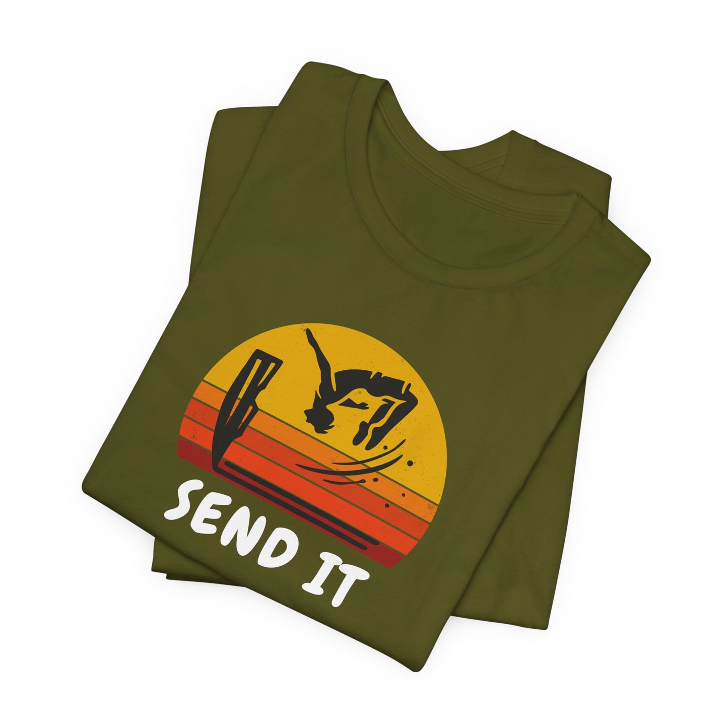 Retro "Send It" T-Shirt for Adrenaline Junkie | Cliff Jumping, Tricker, Parkour Athletes, Thrill Seeker Shirt