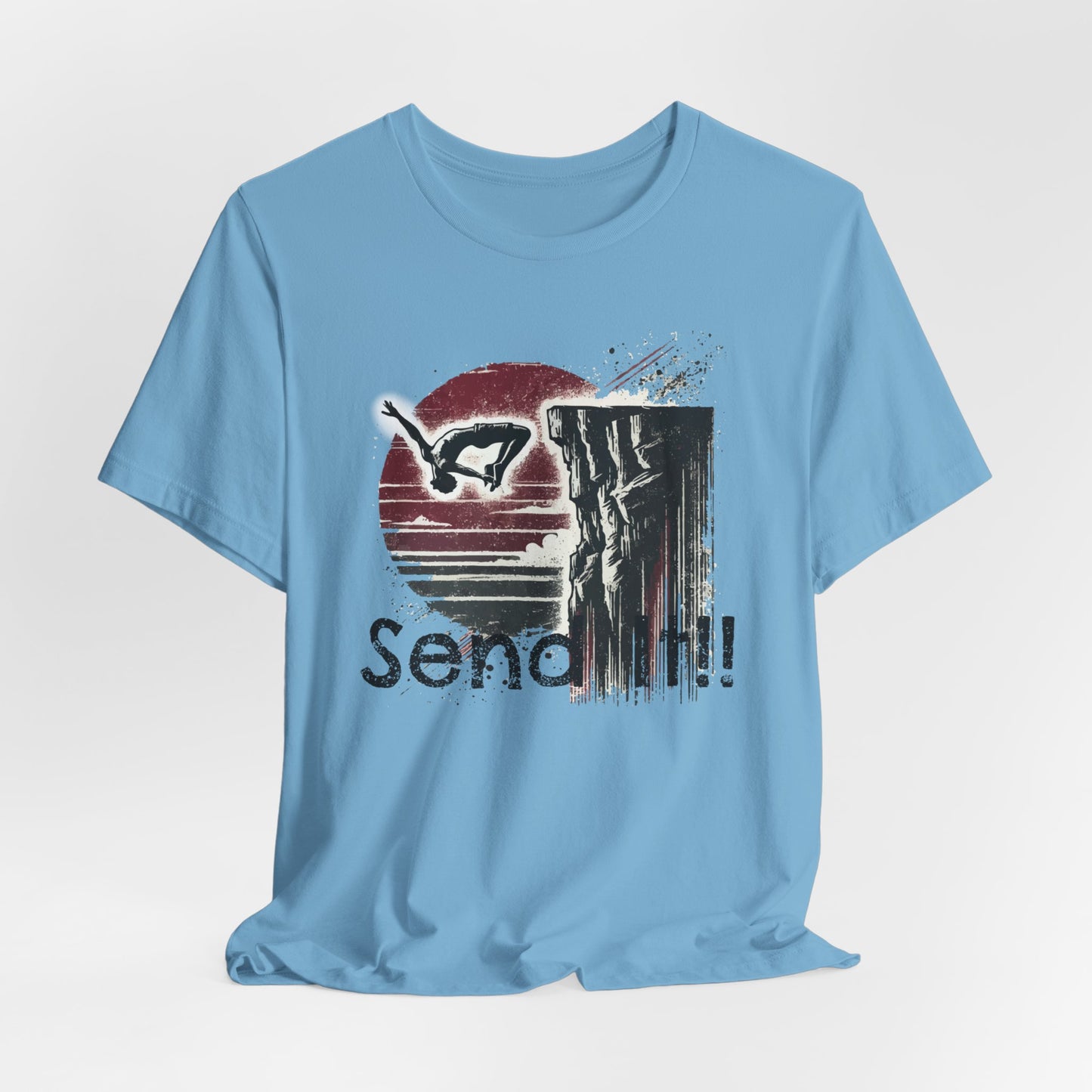 Grunge Distressed "Send It" Cliff Jumping Shirt - Graphic Tee for Thrill Seeker and Adventure Lovers