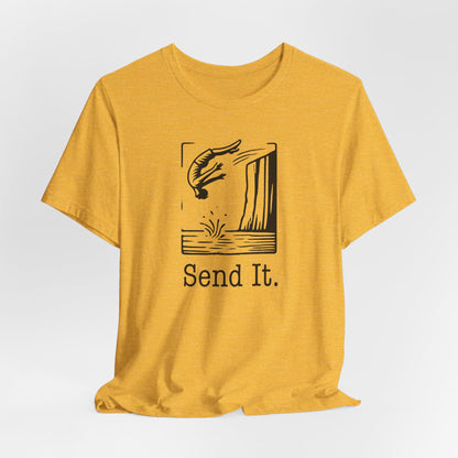 "Send It" Cliff Jumping T-shirt for Cliff Jumper | Adventure Lover Shirt for Outdoor Enthusiast