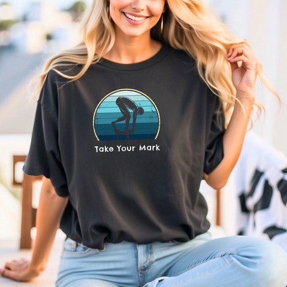 "Take Your Mark" - Swim Shirt | Retro Vintage Style Swimming T-Shirt