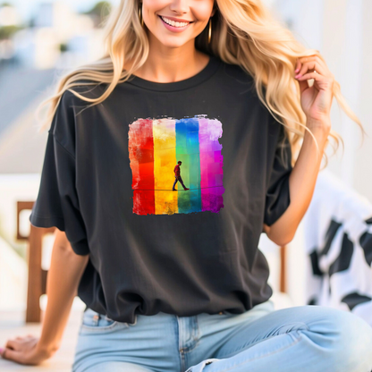 Colorful Abstract Slackline T-shirt | Slackline Highline Shirt - Rainbow Cubic Splatter Paint Design