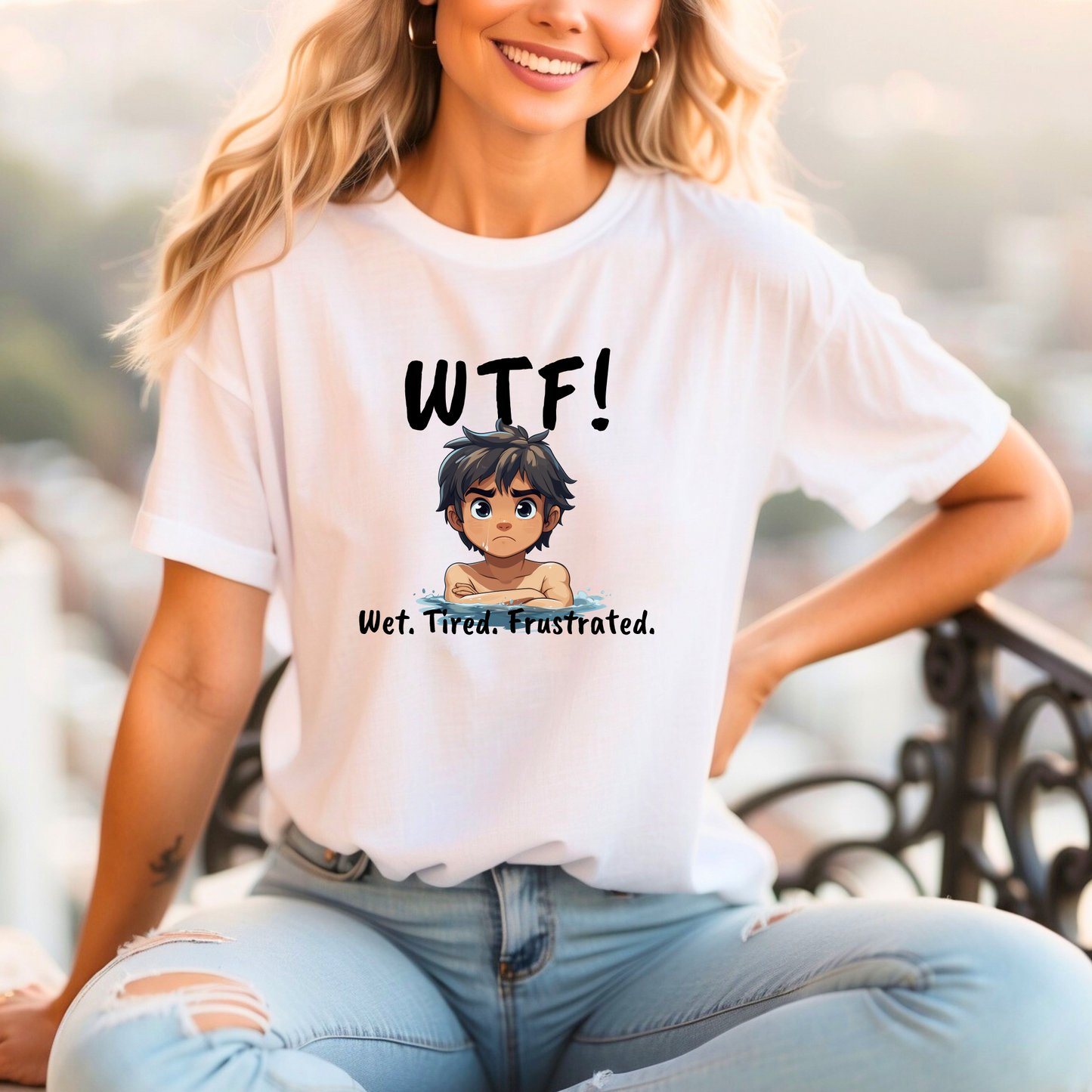 "WTF! Wet Tired Frustrated" Swim Shirt | Funny Swimmer T-Shirt