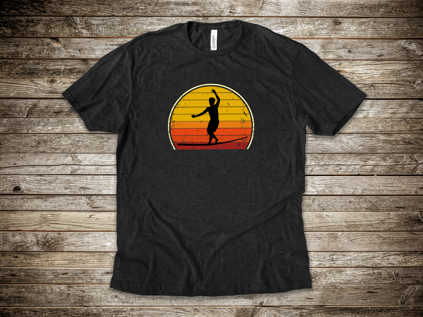 Retro Sunset Slackline T-Shirt | Vintage Inspired Slackline/Highline Shirt