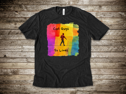 "Yeah, I Do Lines" Funny Slackline T-shirt | Colorful Abstract Slackline Highline Shirt - Rainbow Cubic Splatter Paint Design