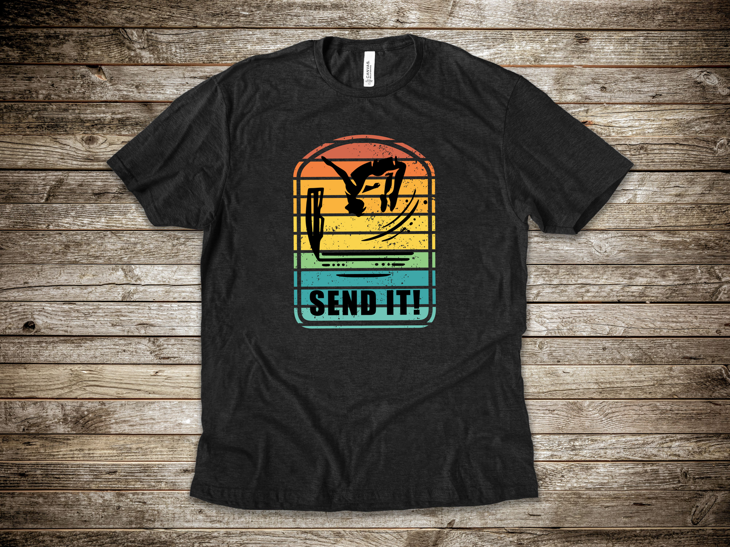 Retro "Send It" T-Shirt for Adrenaline Junkie | Cliff Jumping, Tricker, Parkour Athletes, Thrill Seeker Shirt