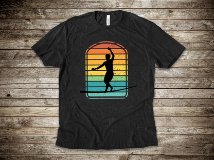 Retro Rainbow Slackline T-Shirt | Vintage Inspired Slackline/Highline Shirt