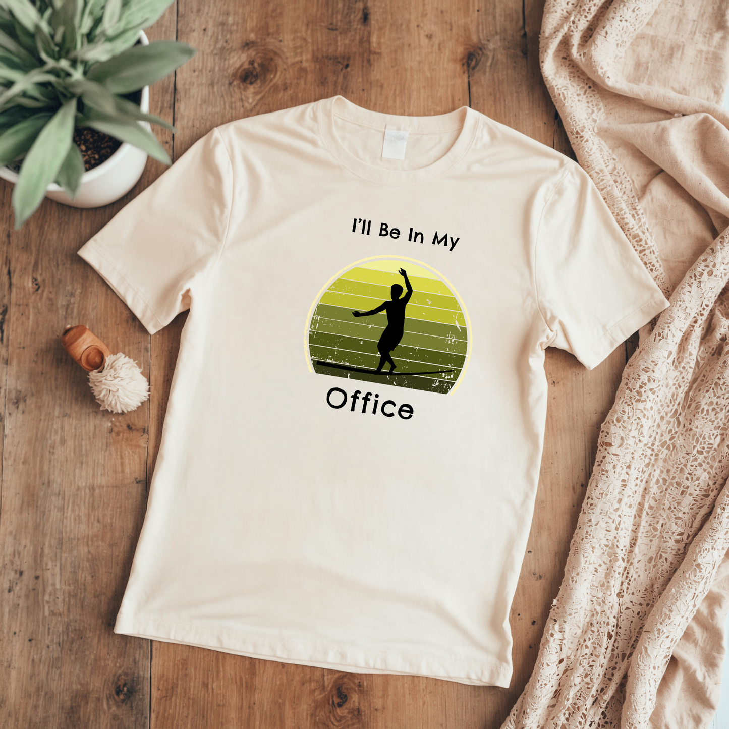 "I'll Be In My Office" Slackline T-Shirt | Vintage Inspired, Retro Sunset Slackline/Highline Shirt