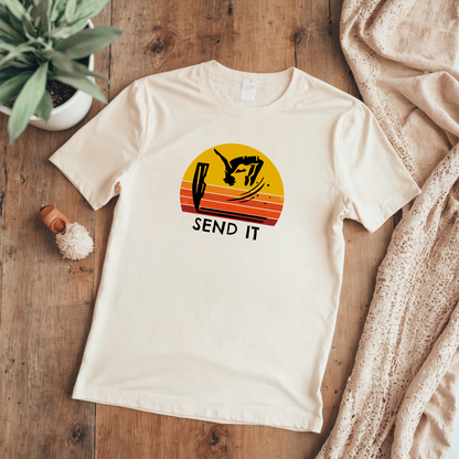 Retro "Send It" T-Shirt for Adrenaline Junkie | Cliff Jumping, Tricker, Parkour Athletes, Thrill Seeker Shirt