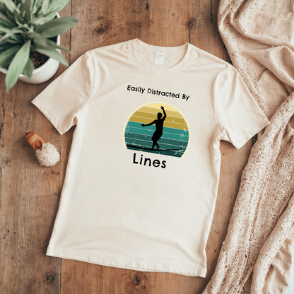 "Easily Distracted By Lines" Funny Slackline/Highlight T-Shirt | Vintage Inspired, Retro Sunset Slackline/Highline Shirt