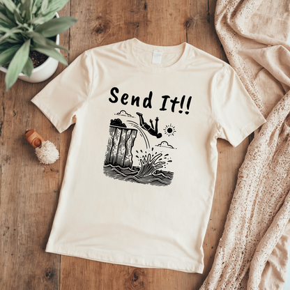 Doodle Design Cliff Jumping T-shirt for Thrill Seeker Shirt,  Adventure Lovers, and Outdoor Enthusiast