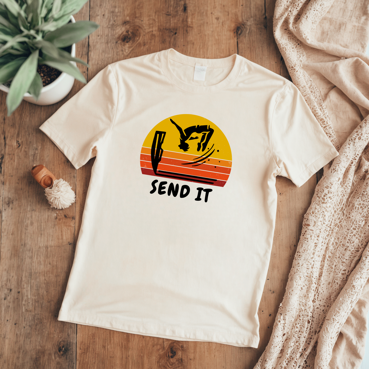 Retro "Send It" T-Shirt for Adrenaline Junkie | Cliff Jumping, Tricker, Parkour Athletes, Thrill Seeker Shirt