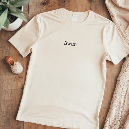 "Swim" - Minimalistic Swim Shirt | Simple Text Design Swimming T-Shirt