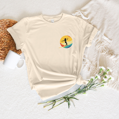 Slackline Shirt with Colorful Rainbow Moon Design Silhouette - Slackline/Highline Chest Icon Shirt