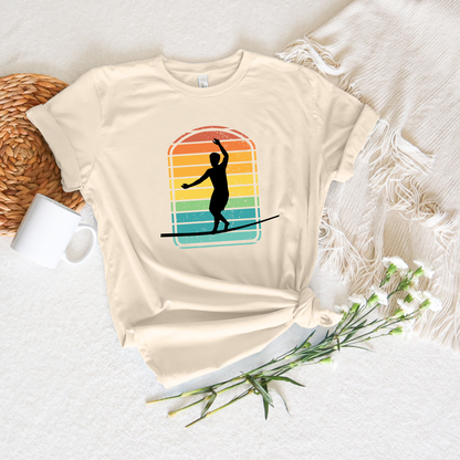 Retro Rainbow Slackline T-Shirt | Vintage Inspired Slackline/Highline Shirt