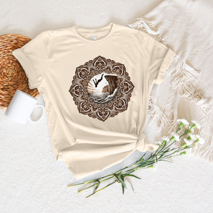 Mandala Style Cliff Jumping T-shirt for Outdoor Enthusiast and Adventure Lovers