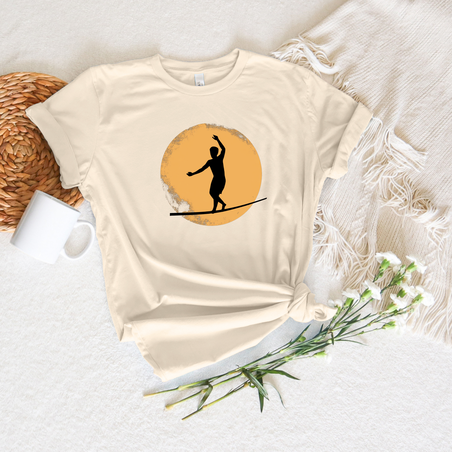 Slackline Shirt - Silhouette Moon - Cool, Minimalist Slackline/Highline T-Shirt