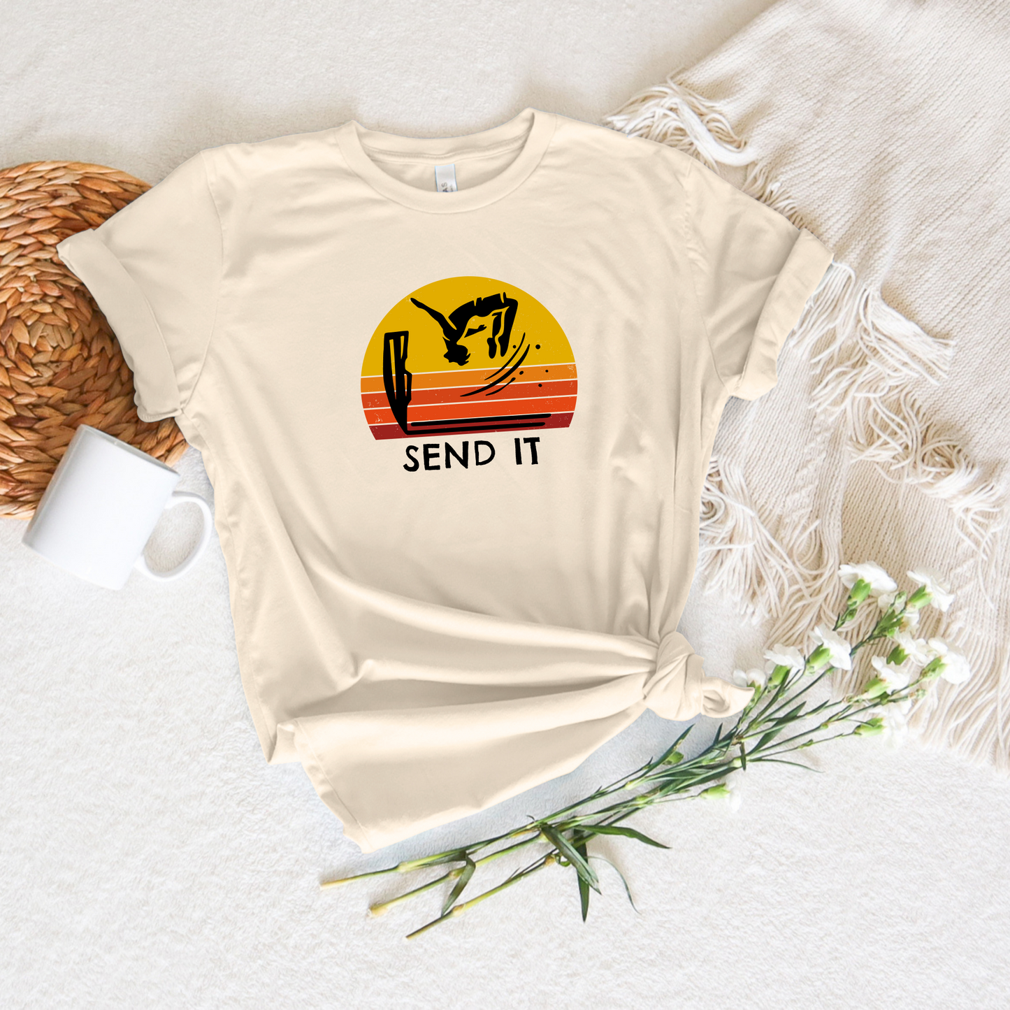 Retro "Send It" T-Shirt for Adrenaline Junkie | Cliff Jumping, Tricker, Parkour Athletes, Thrill Seeker Shirt