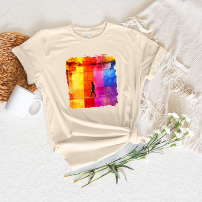 Colorful Abstract Slackline T-shirt | Slackline Highline Shirt - Rainbow Cubic Splatter Paint Design